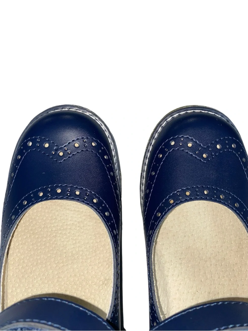 FootMates Lydia 2701 Mary Jane Girls Navy Size 3 Brogue Design Adjustable *NWOT